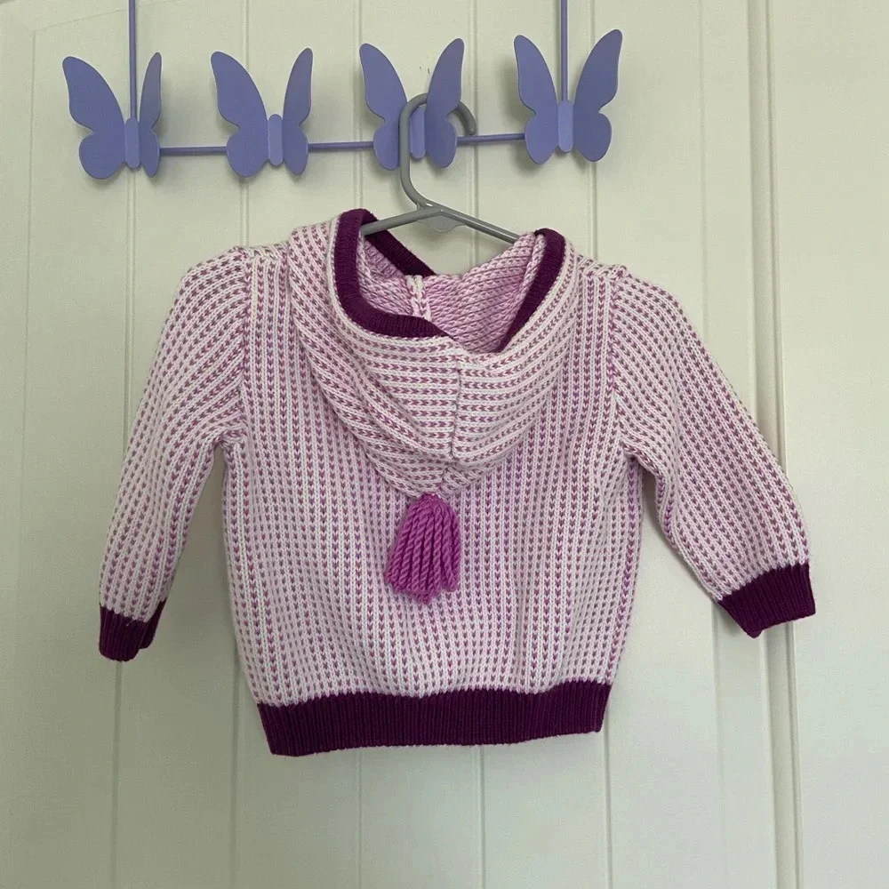 EUC | Gymboree baby girl’s knit button up hooded sweater — 6-12‎ months